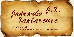 Jadranko Kaplarević vizit kartica